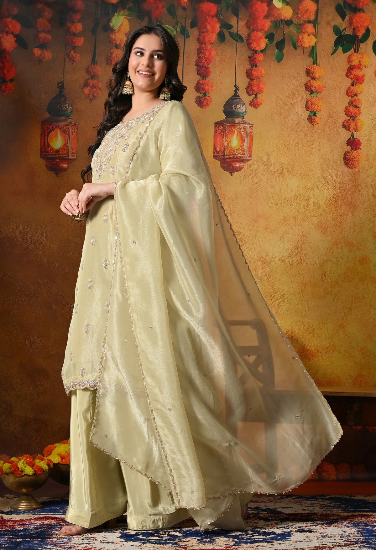 Mesmerizing Green Sharara Set
