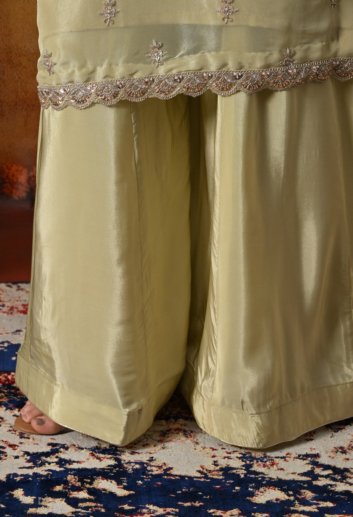 Mesmerizing Green Sharara Set