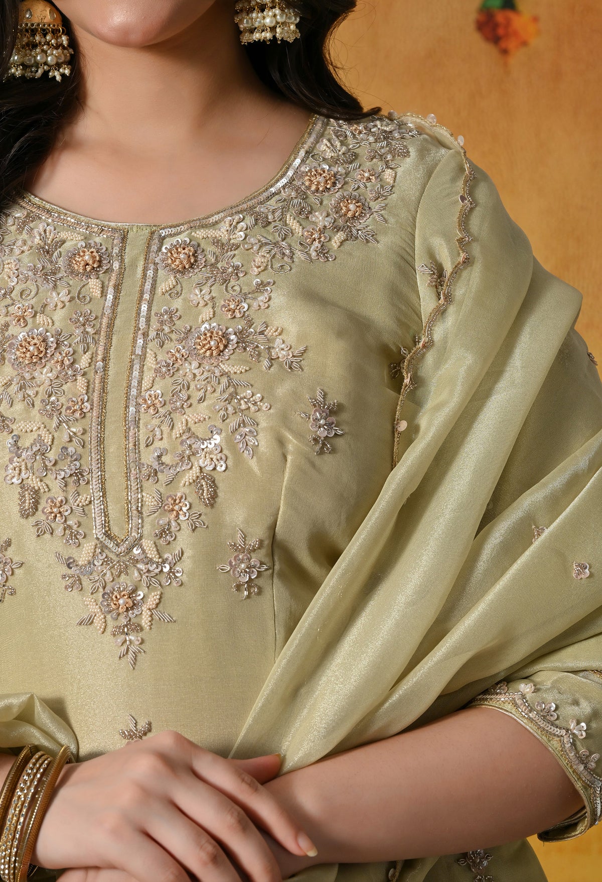 Mesmerizing Green Sharara Set