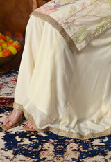 Premium Pure Silk Blend Ivory Sharara Set