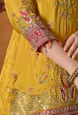 A Royal Silk Mustard Yellow Sharara Set