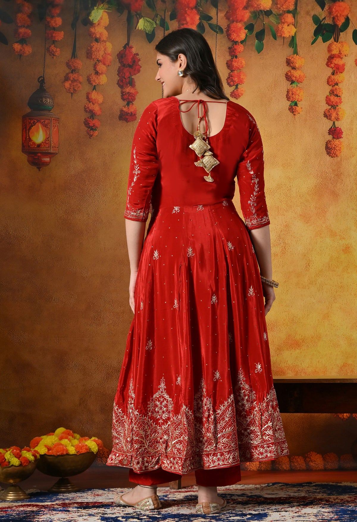 Elegant Red Anarkali with Zardozi & Dabka Embroidery