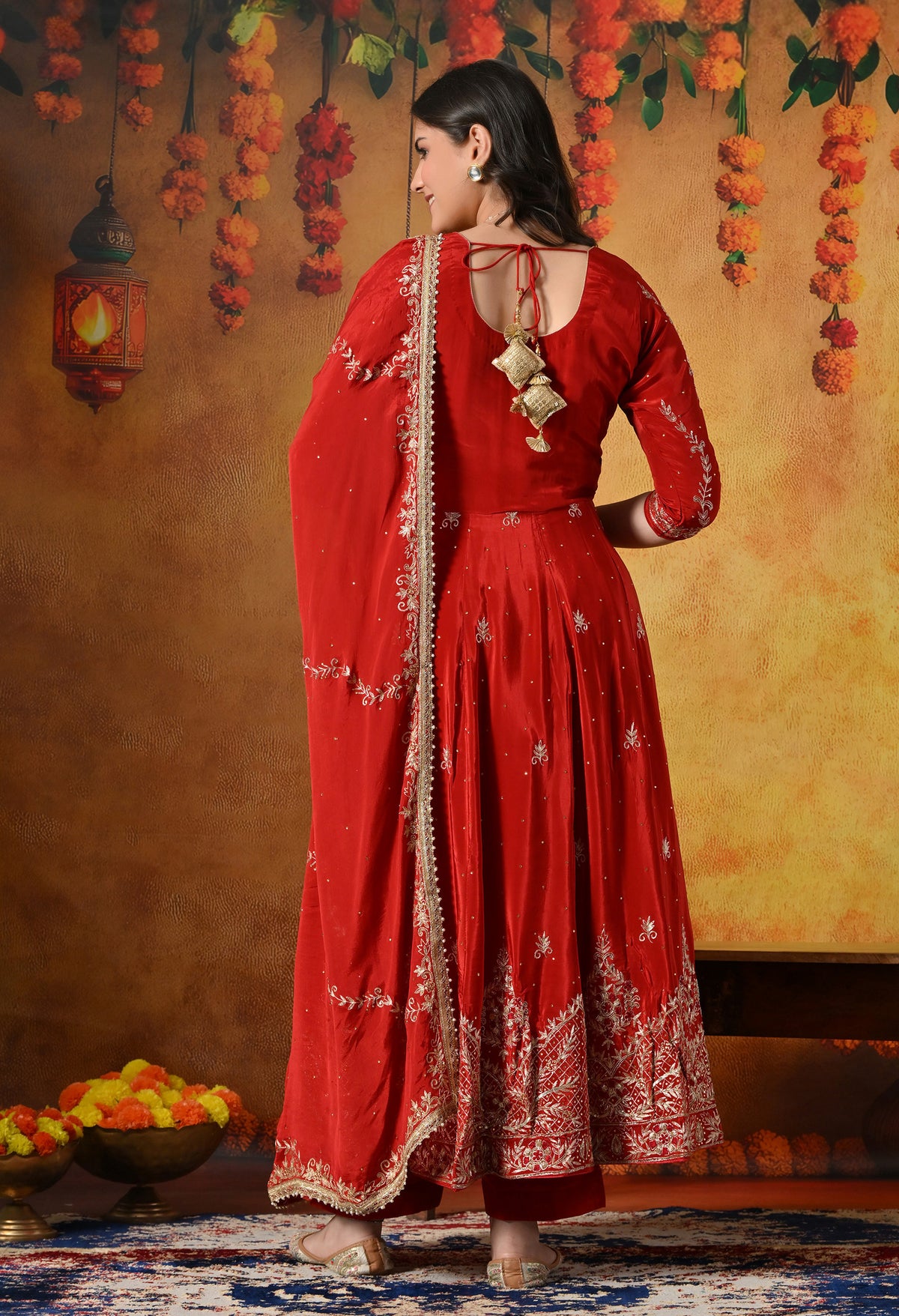 Elegant Red Anarkali with Zardozi & Dabka Embroidery