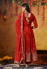 Elegant Red Anarkali with Zardozi & Dabka Embroidery