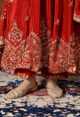 Elegant Red Anarkali with Zardozi & Dabka Embroidery