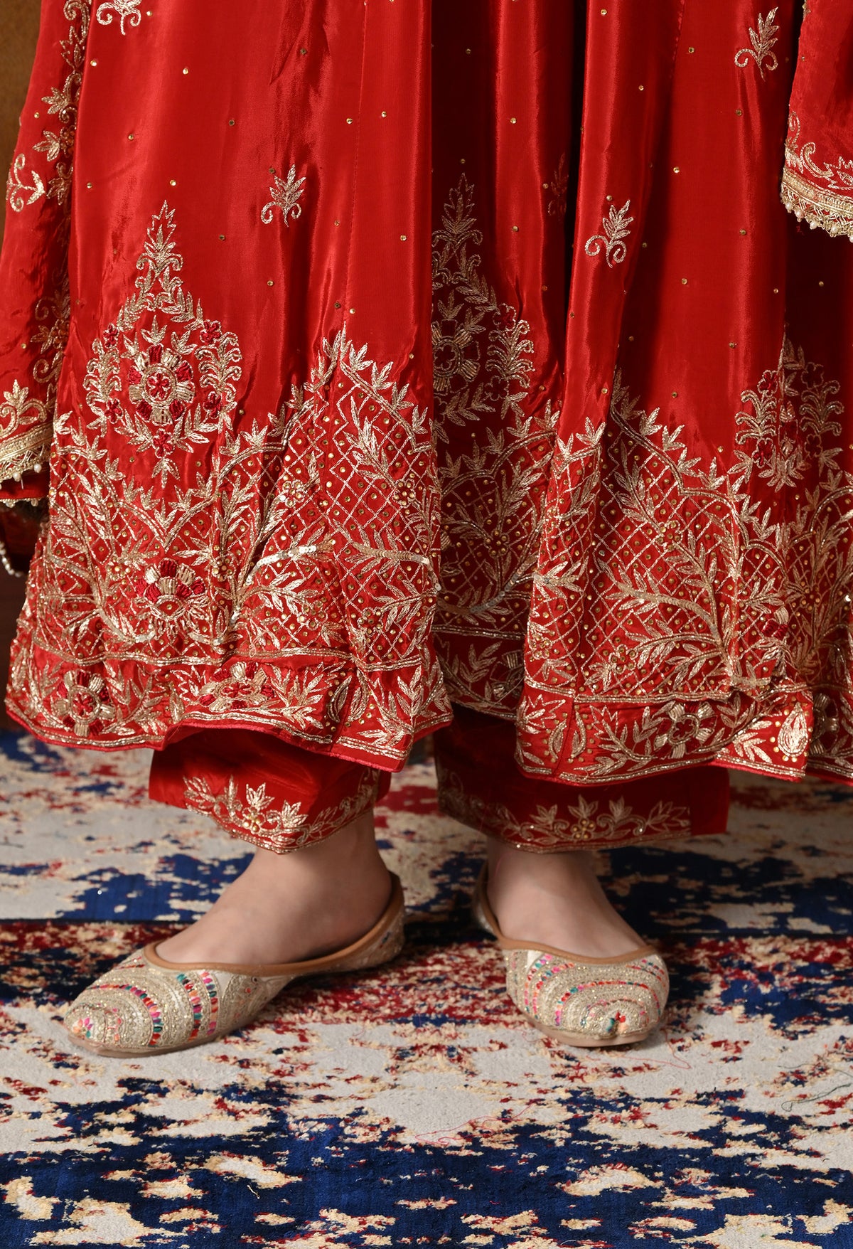 Elegant Red Anarkali with Zardozi & Dabka Embroidery