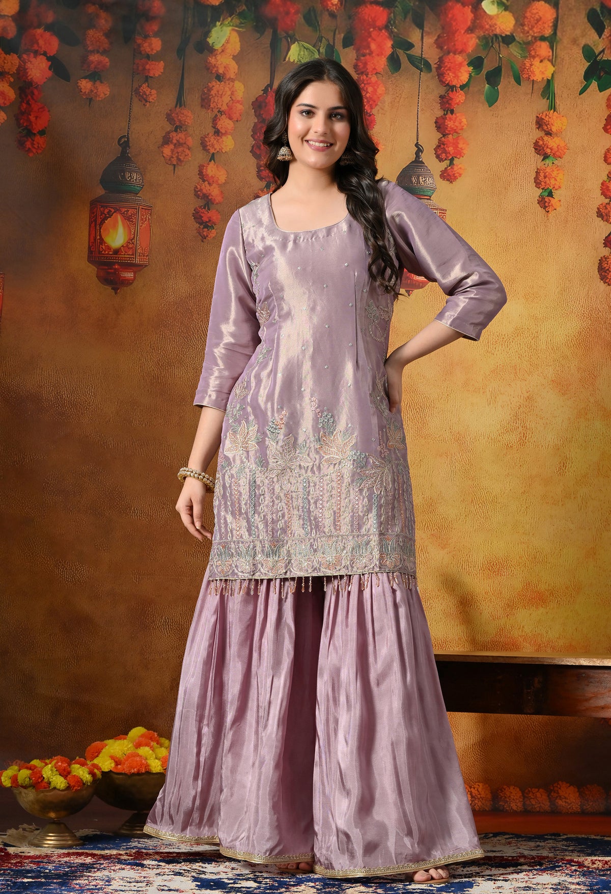 Timeless Pastel Lilac Gharara Set