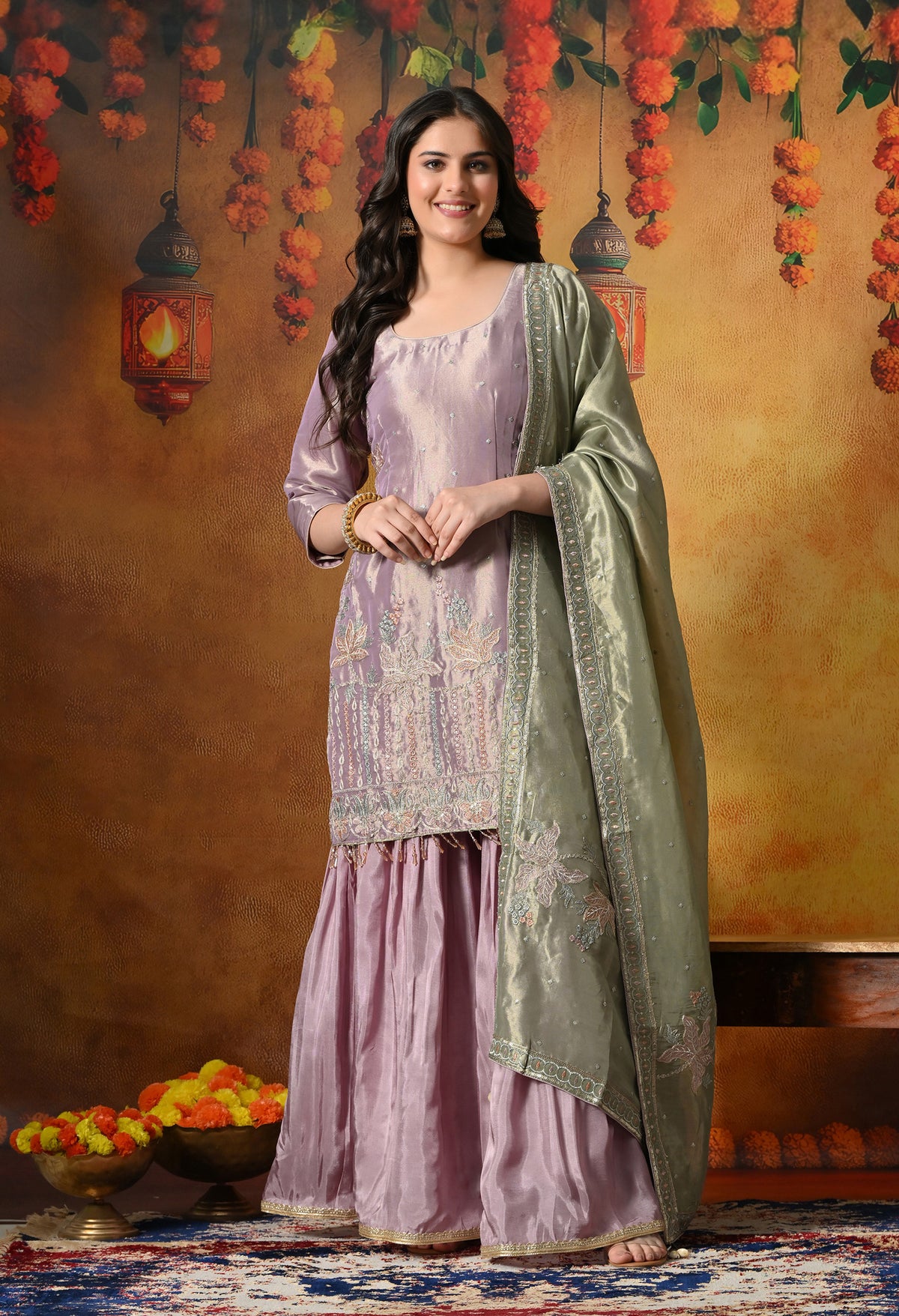 Timeless Pastel Lilac Gharara Set