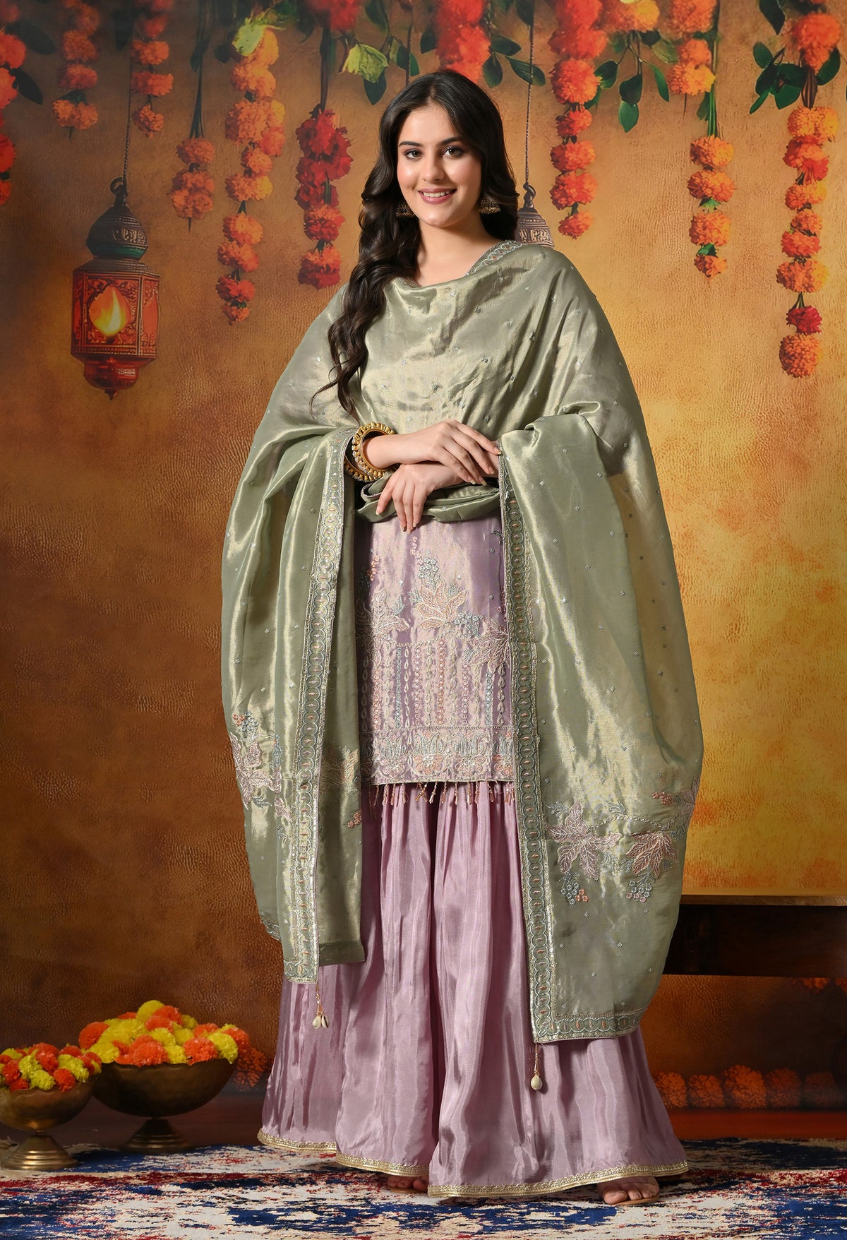 Timeless Pastel Lilac Gharara Set