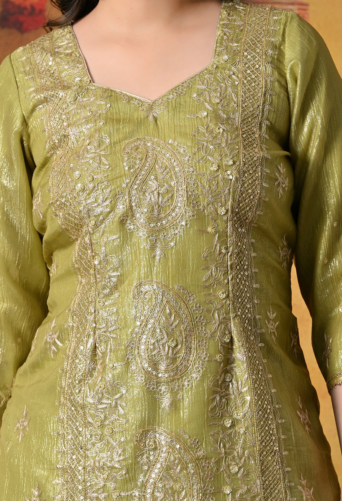 Luxurious Olive Green Gharara Set