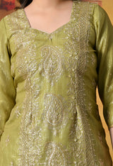 Luxurious Olive Green Gharara Set