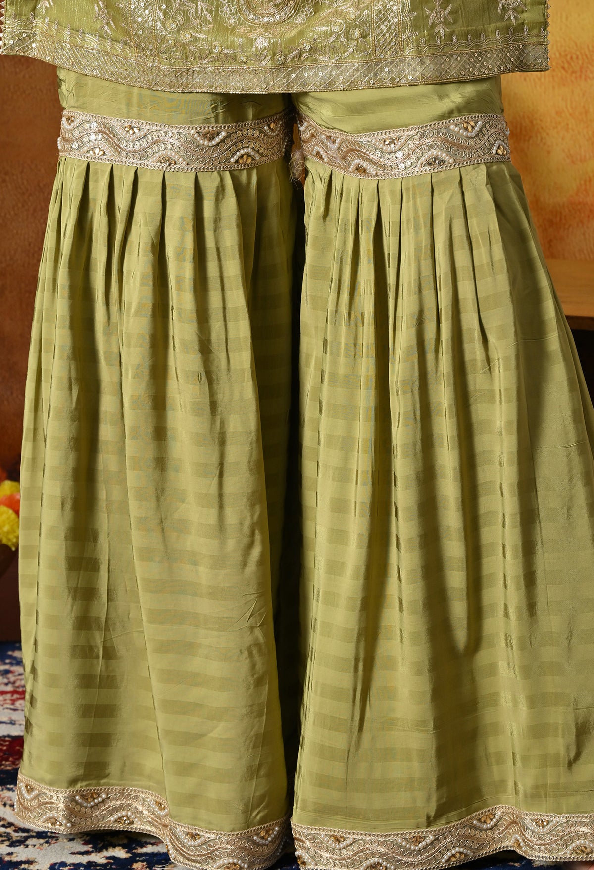 Luxurious Olive Green Gharara Set