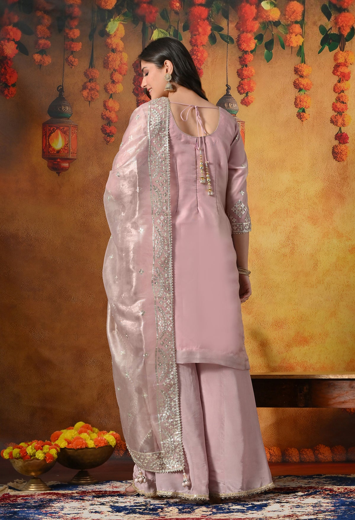 Blush Pink Gotta Sharara Set