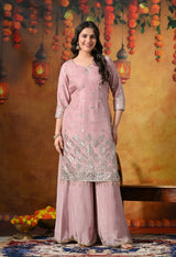 Blush Pink Gotta Sharara Set