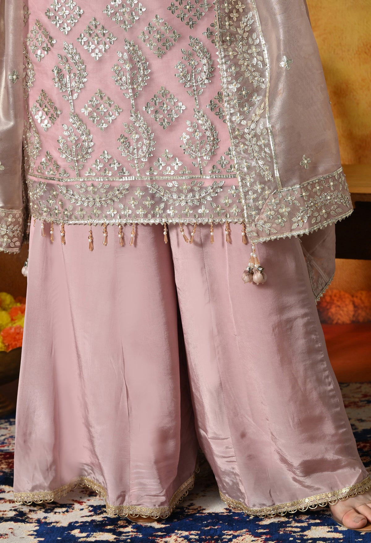 Blush Pink Gotta Sharara Set