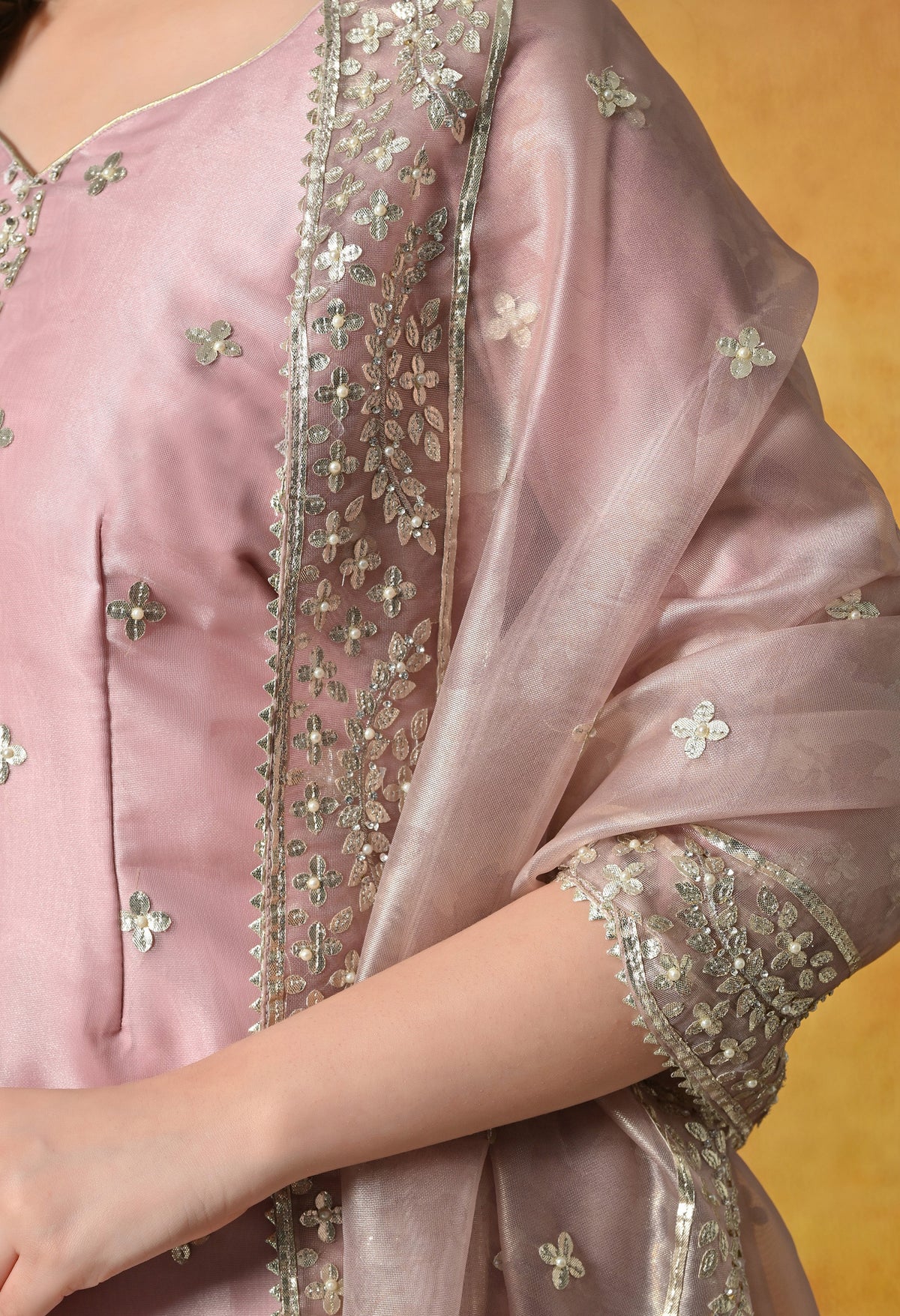 Blush Pink Gotta Sharara Set