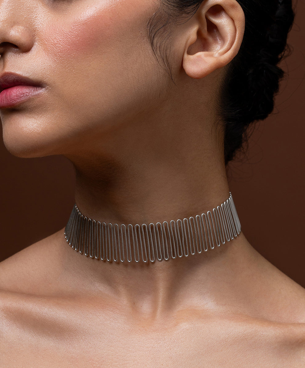 Silver Spiral Meadow Choker