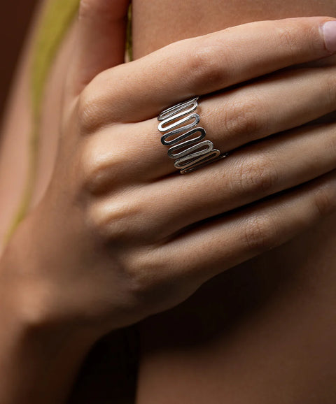 Silver Spiral Meadow Ring