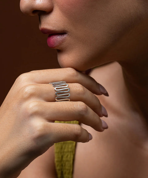 Silver Spiral Meadow Ring