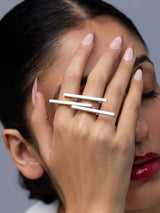 Silver Layered Line Ring