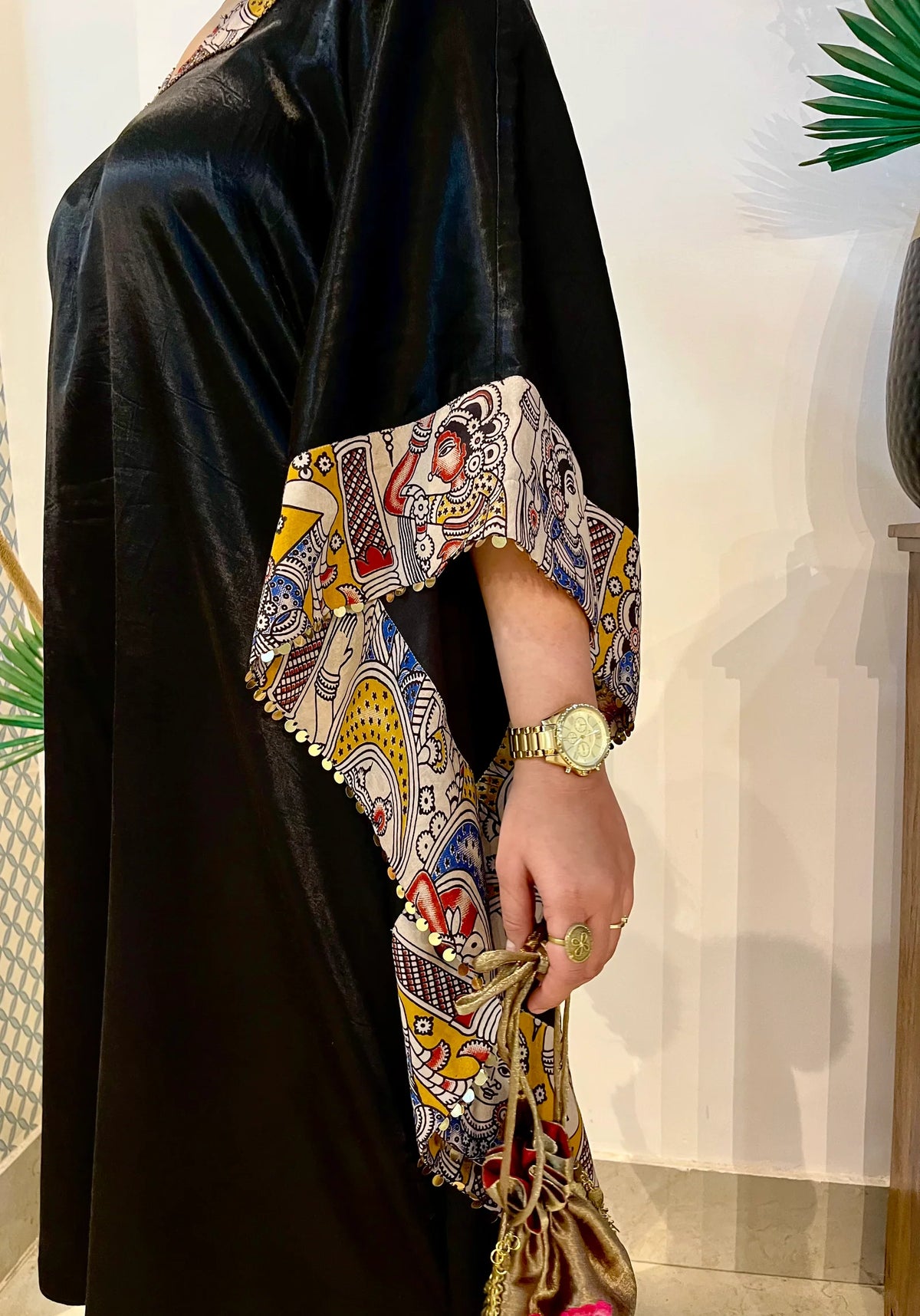 Raas Mashru Kalamkari Kaftan And Pants