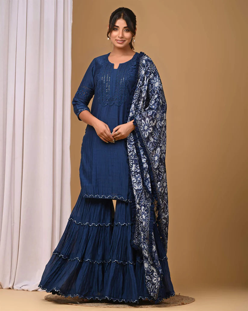 Navy Gharara Set