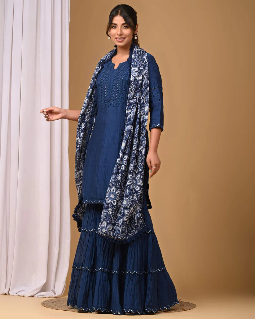 Navy Gharara Set