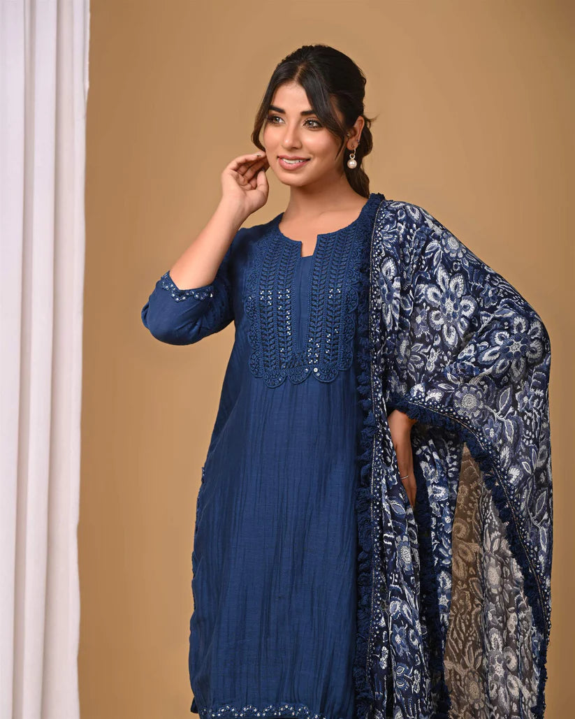 Navy Gharara Set