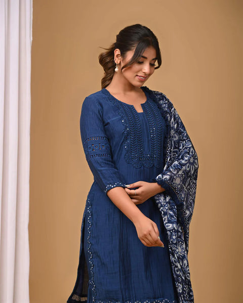 Navy Gharara Set