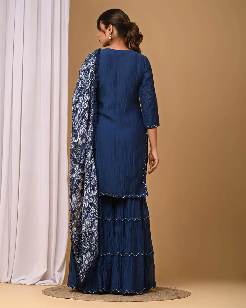Navy Gharara Set