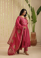 Deep Magenta Sequin Work Suit Set