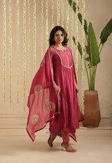 Deep Magenta Sequin Work Suit Set