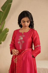Red Suit Set with Sleeve Detailing