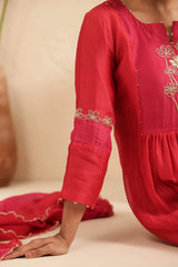 Red Suit Set with Sleeve Detailing