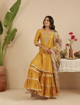 Dull Gold Gharara Set