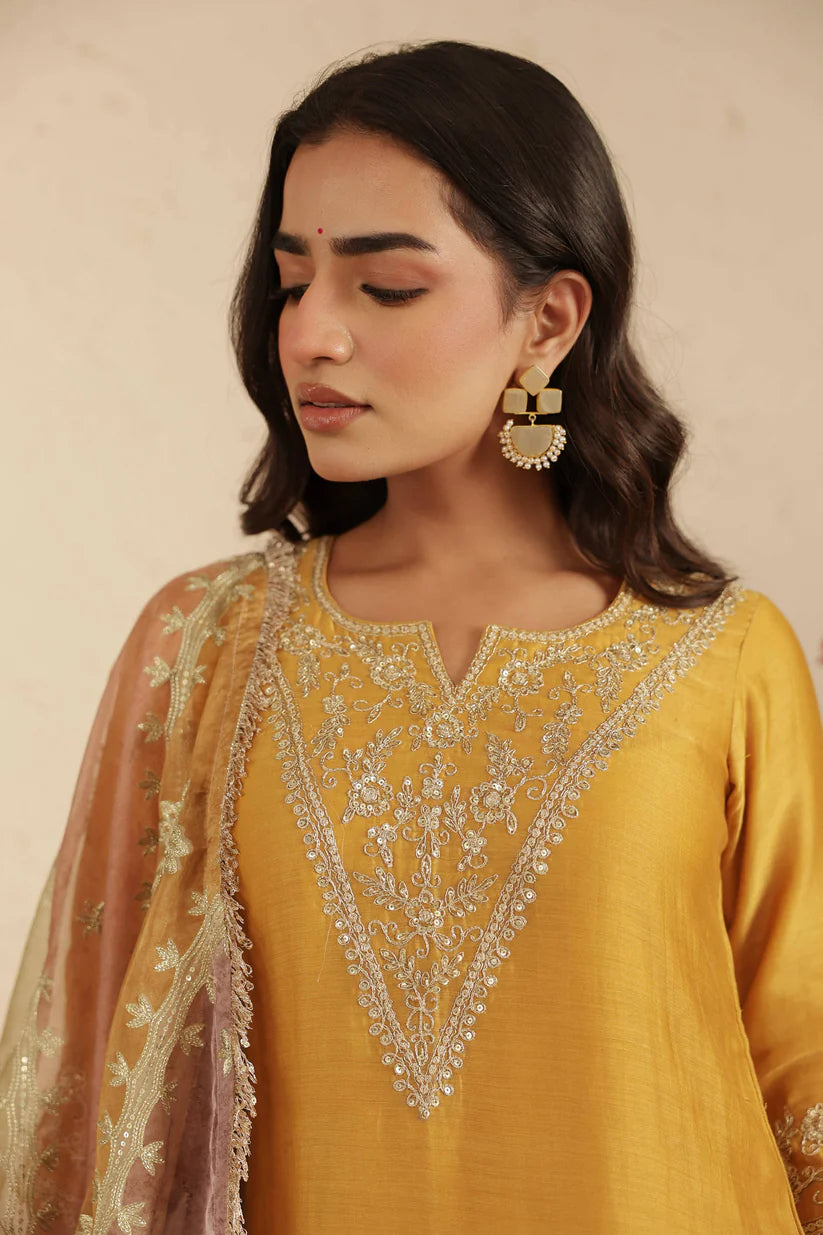 Dull Gold Gharara Set