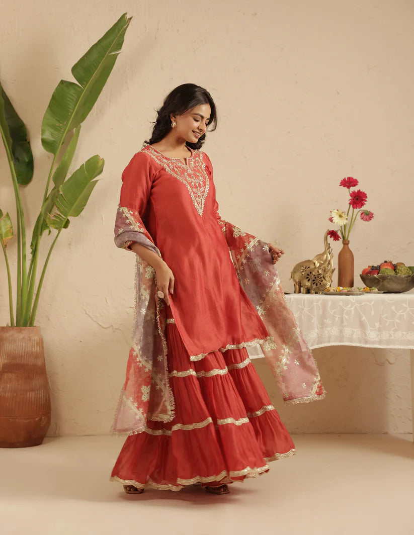 Crimson Gharara Set