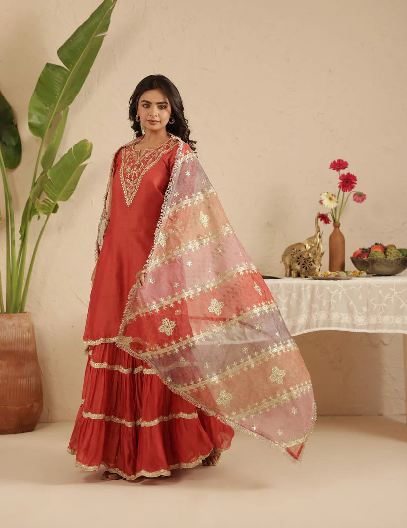 Crimson Gharara Set