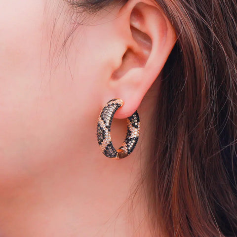 Leopard Bling Hoops