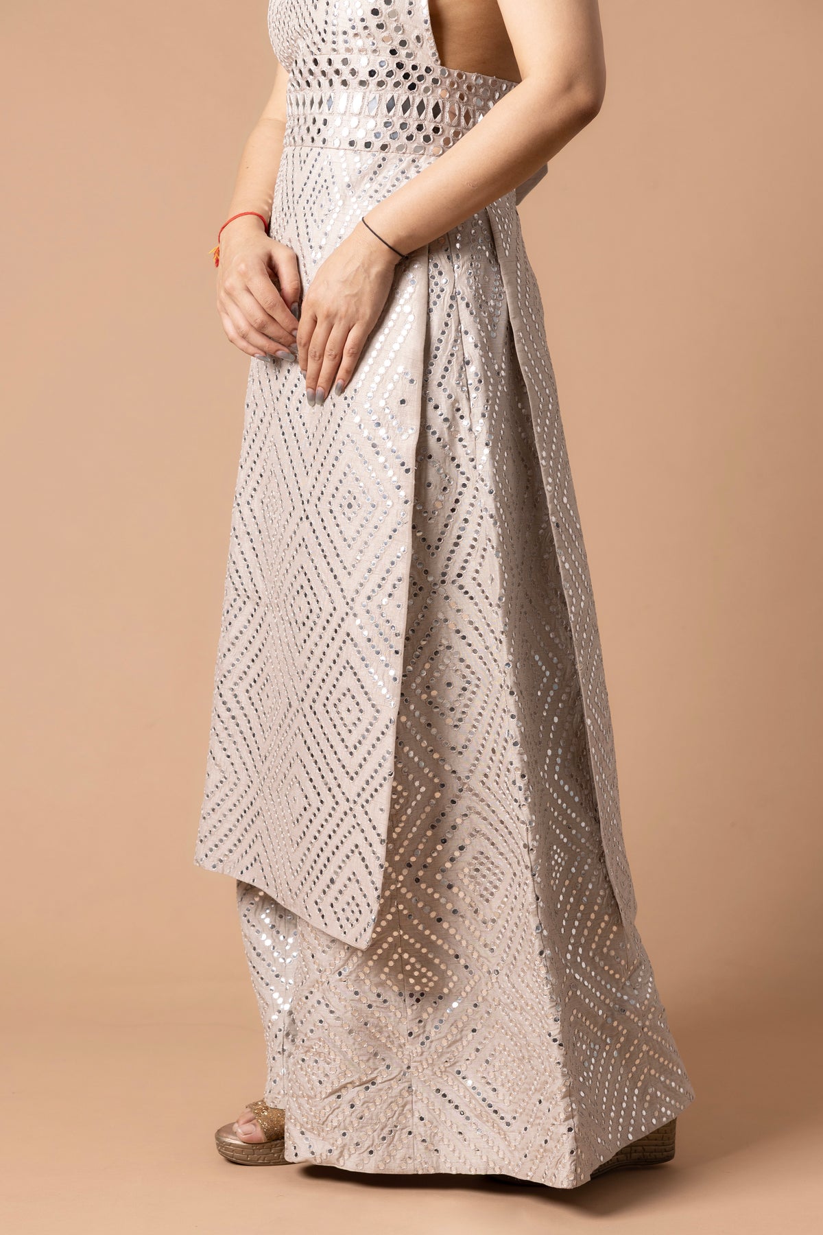 Halterneck Mirror Work Kurta & Palazzo Set