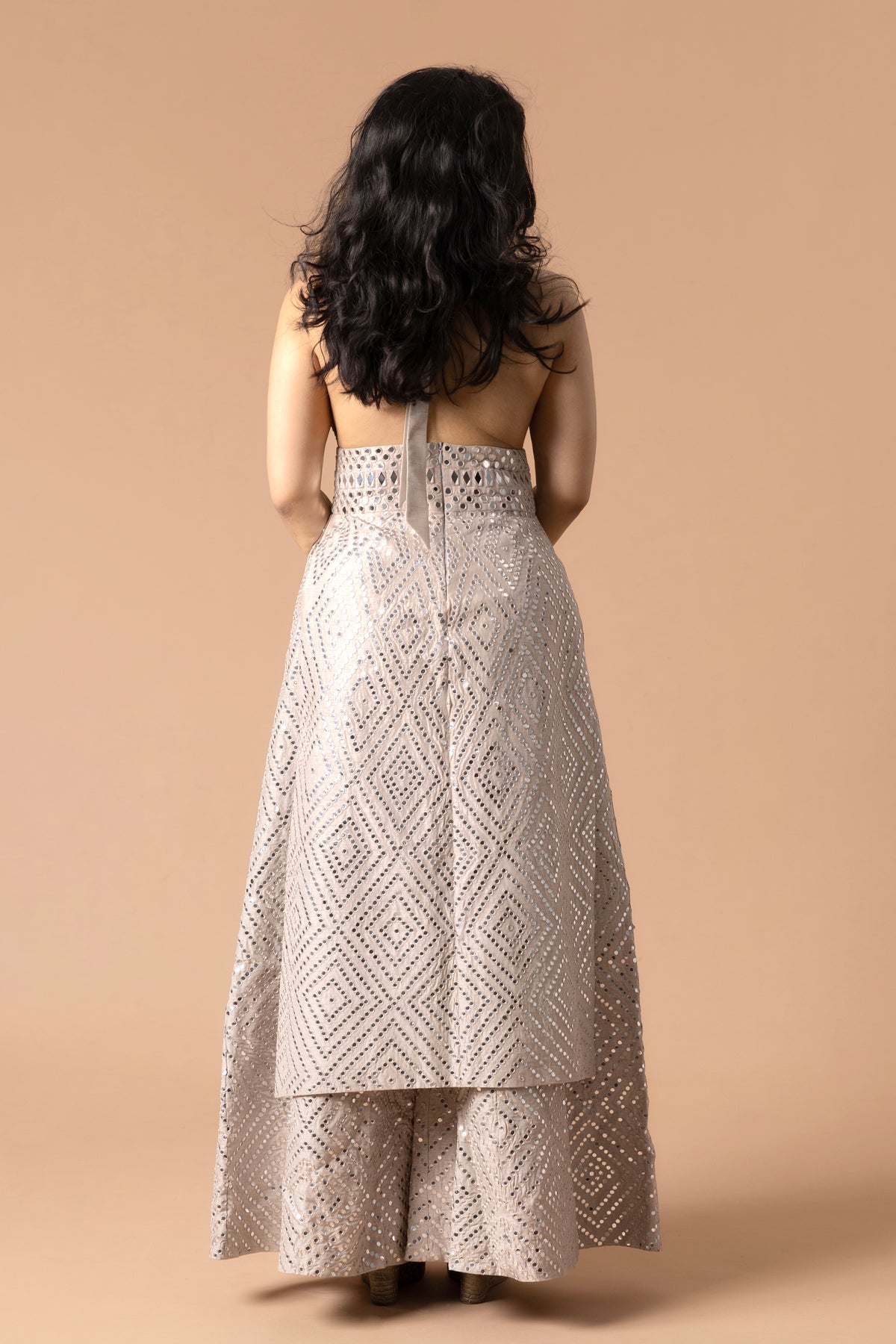Halterneck Mirror Work Kurta & Palazzo Set