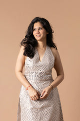 Halterneck Mirror Work Kurta & Palazzo Set