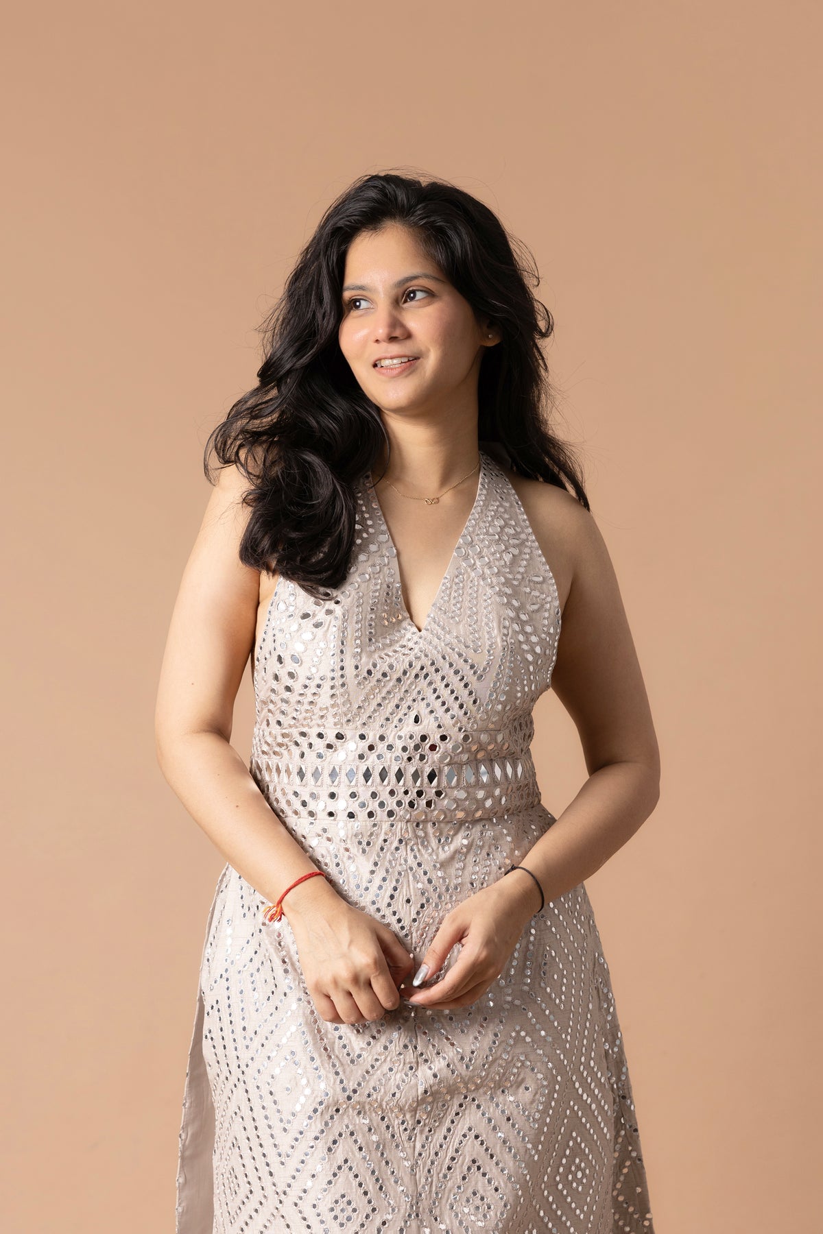 Halterneck Mirror Work Kurta & Palazzo Set