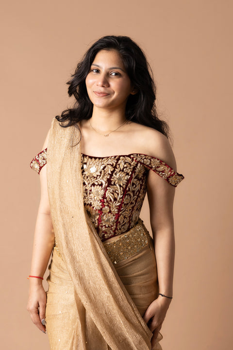 Raw Silk Lehenga And Blouse Paired With Tissue Dupatta
