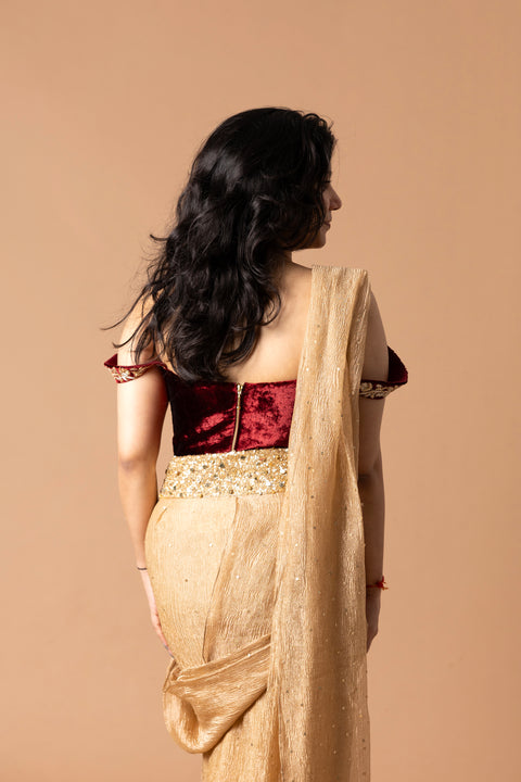 Raw Silk Lehenga And Blouse Paired With Tissue Dupatta