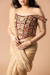 Raw Silk Lehenga And Blouse Paired With Tissue Dupatta