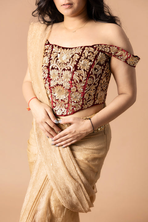 Raw Silk Lehenga And Blouse Paired With Tissue Dupatta