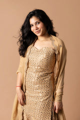 Corset-Style Tube Kurta With Raw Silk Gharara & Dupatta