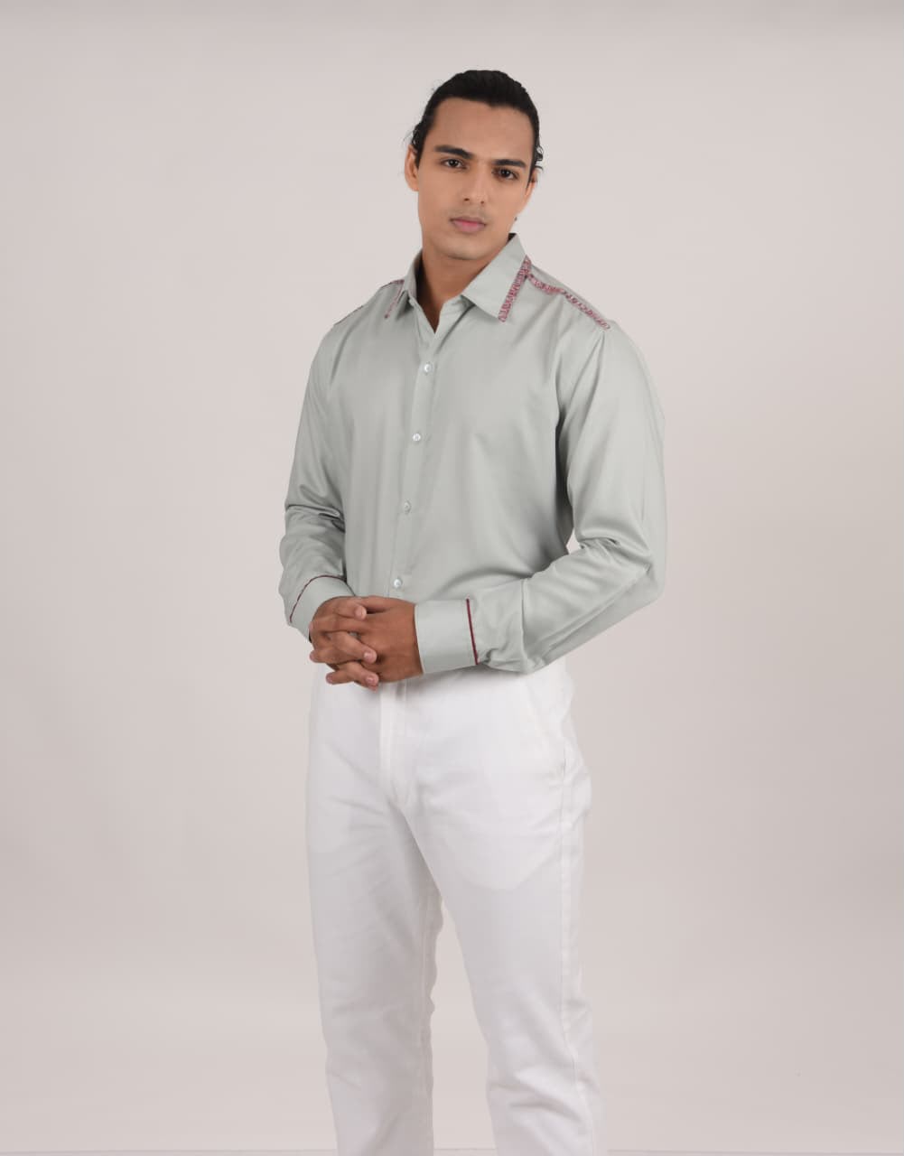 Mint Green Embroidered Shirt