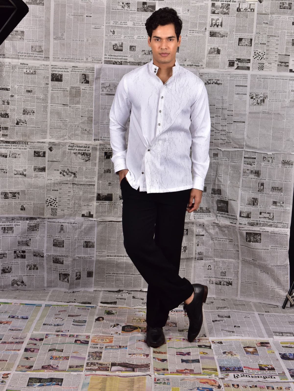 White Black Embossed Shirt